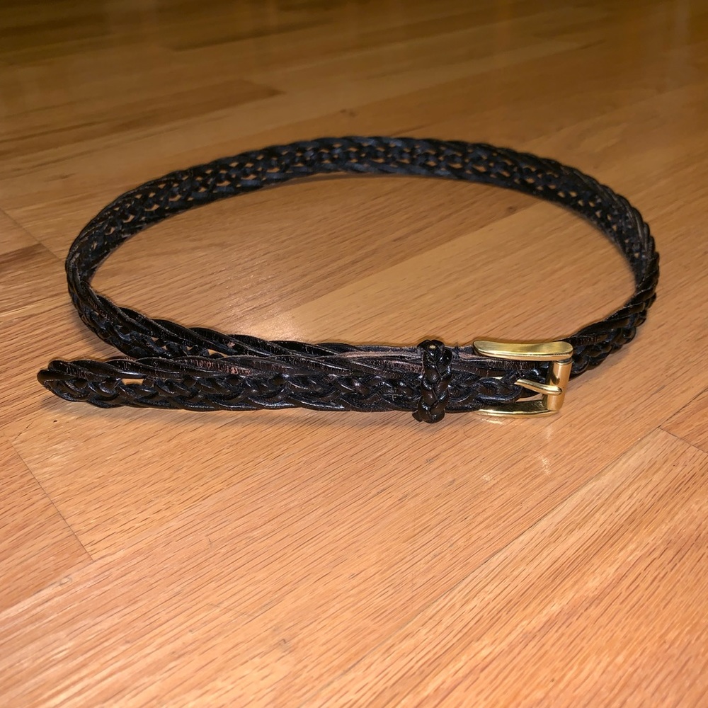 Dark Brown Leather Weave Talbots Belt